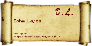 Dohm Lajos névjegykártya